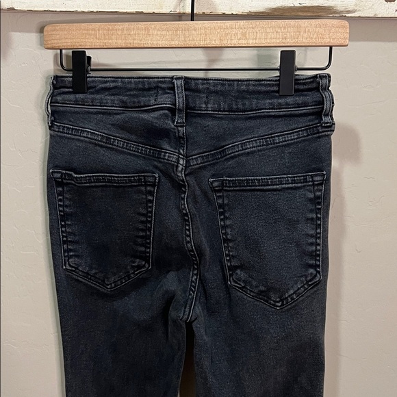 We The Free People Jeans Skinny Slim Vintage Black Raw Hem Fray - Picture 3 of 15